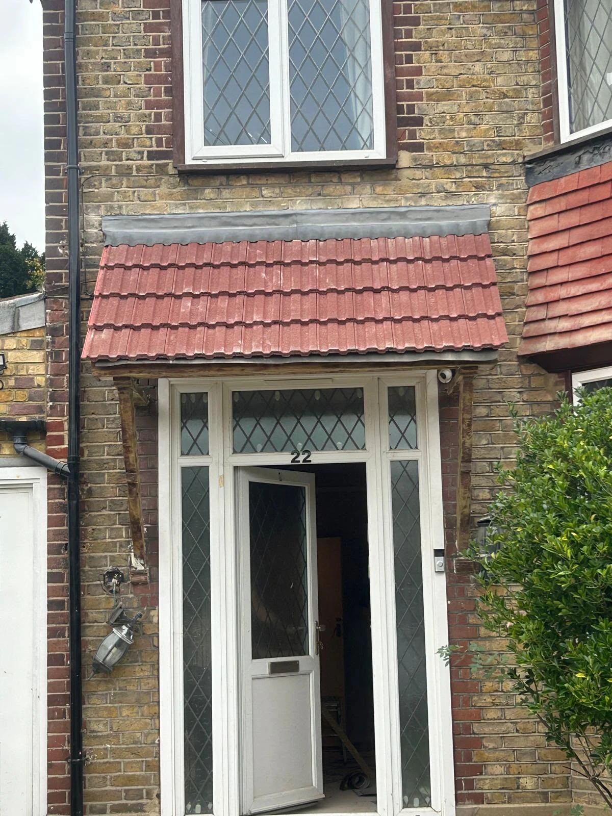 red roof above door